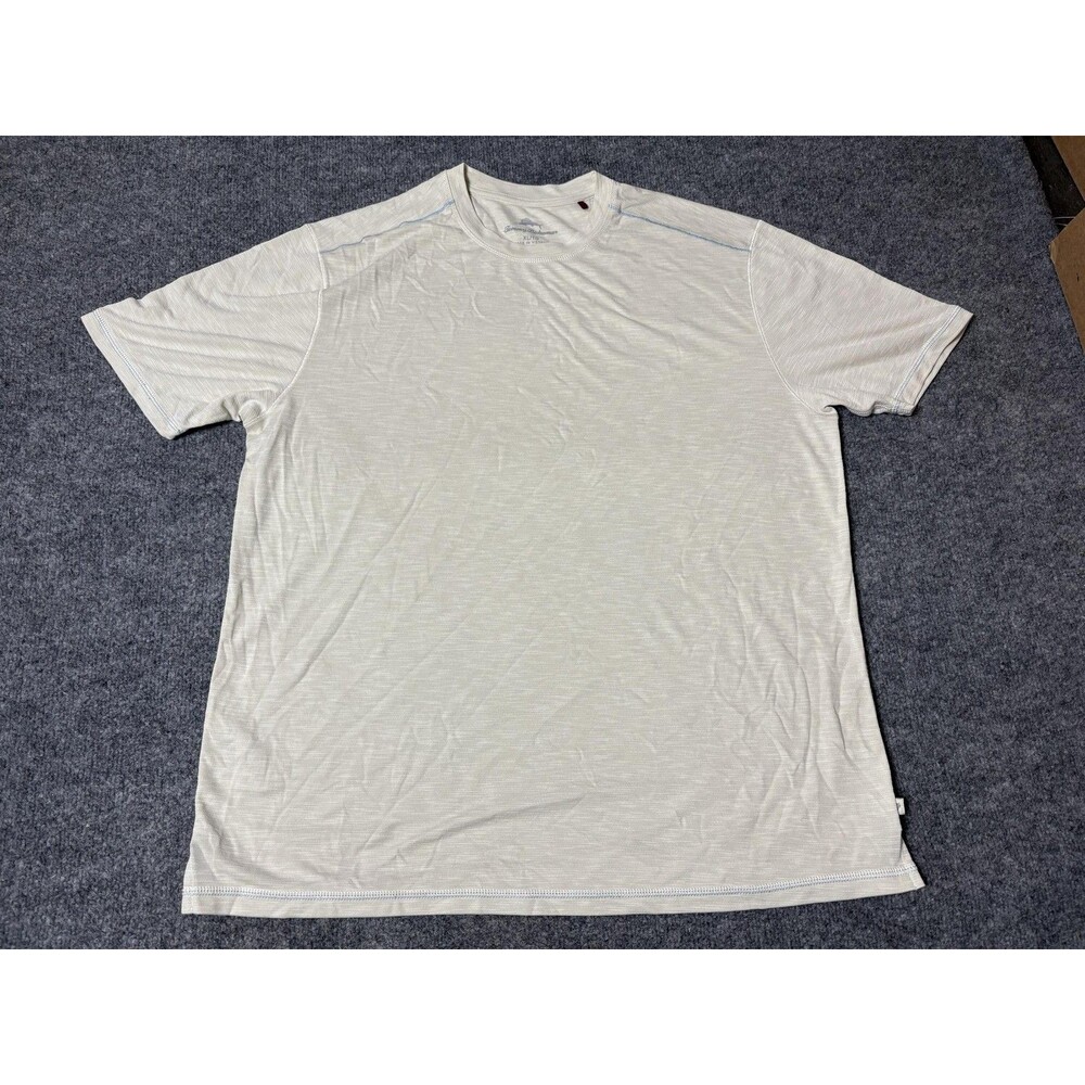 Tommy Bahama Shirt Mens XL Beige Short Sleeve Tagless Crew Neck Lightweight Tee